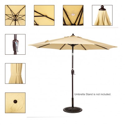 Sundale Outdoor 8.2 Ft Olefin FadeSafe Fabric Solution Dyed and UV Resistant Patio Garden Outdoor Market Umbrella with Auto Tilt and Crank   